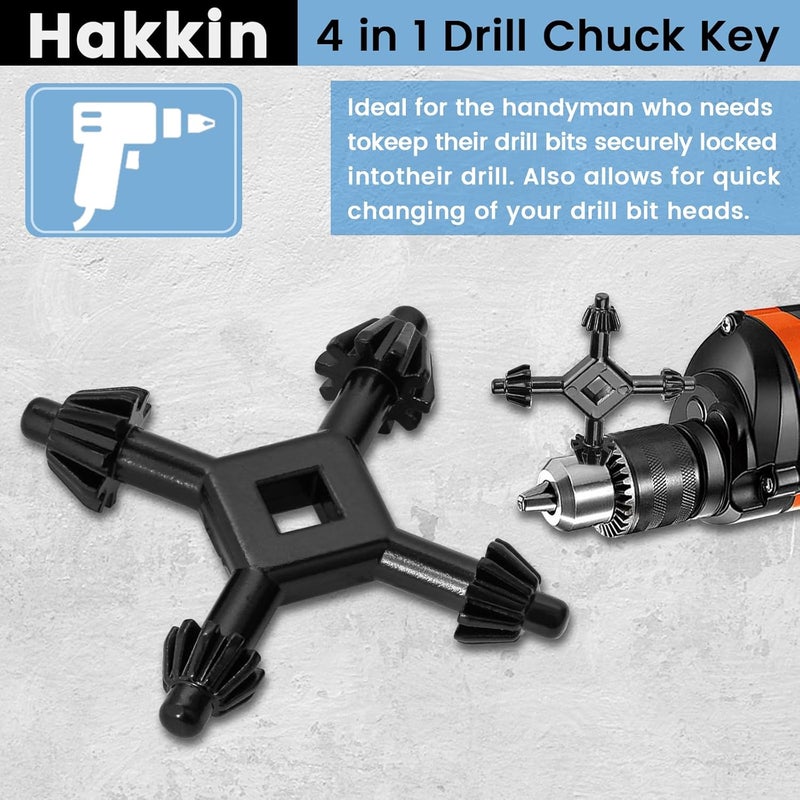 Hakkin Drill Chuck Keys Wrench with Universal 4 in 1 Drill Chuck key, 6pcs Replacement Drill Press Chuck Keys for Clamping Tool, 4mm,6mm,10mm,13mm,16mm Chuck Press Wrench Key - Image 3